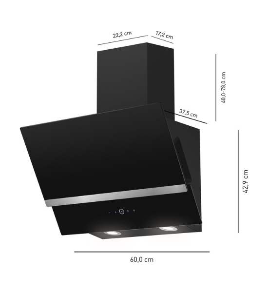 Heinrichs Afzuigkap Zwart/Roestvrij Staal HDU7624